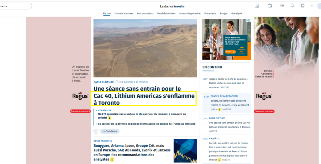 News Lithium Americas Les Echos